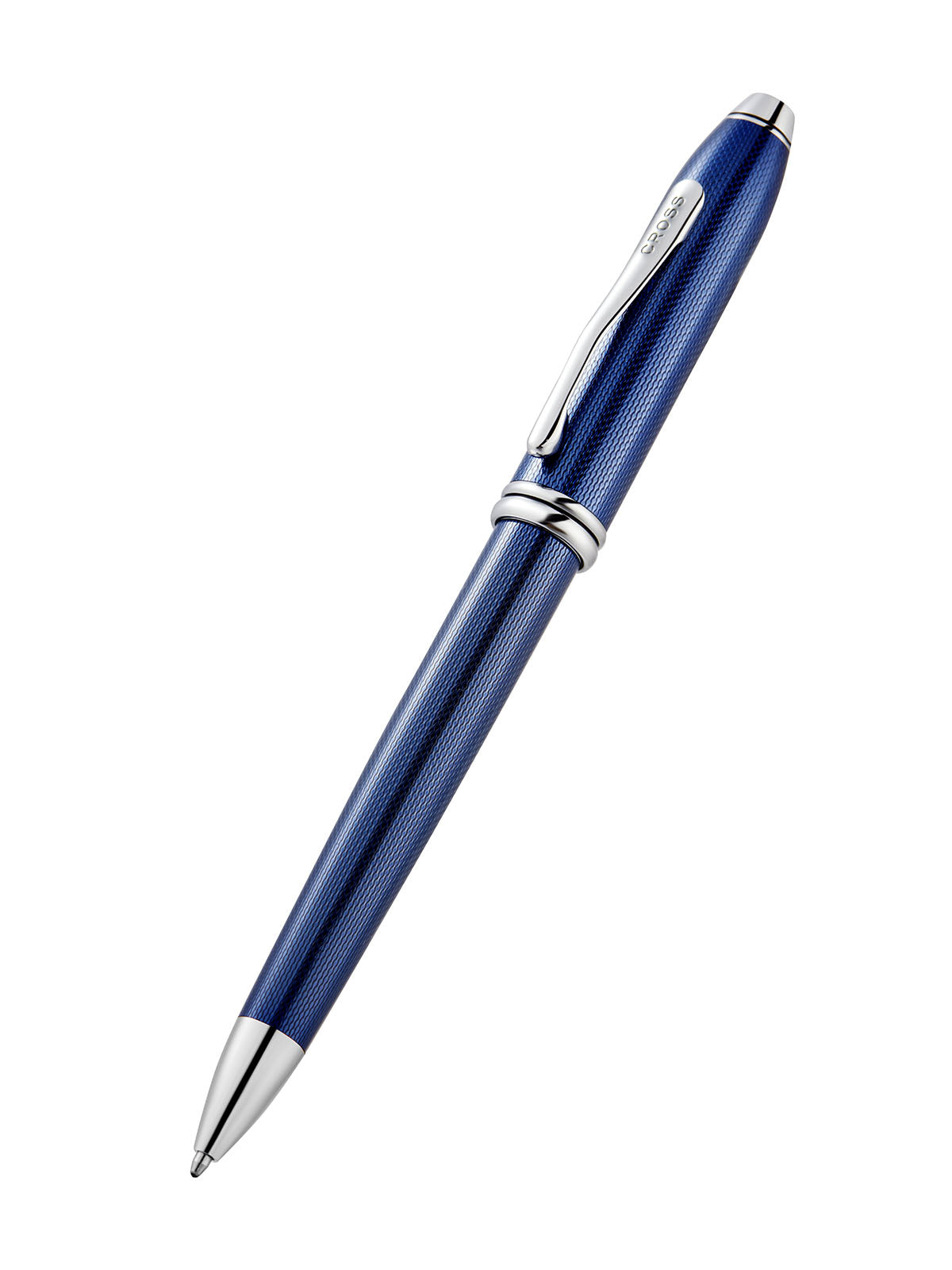 Townsend® Polished Translucent Cobalt Blue Engraved Diamond Pattern with Polished Chrome Appointments Ballpoint Pen