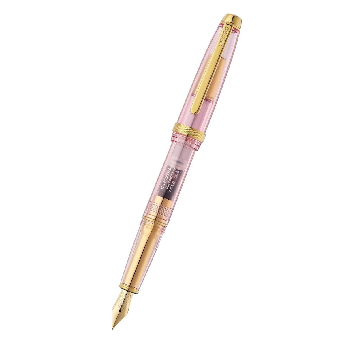 Lume Translucent Pink Sapphire Resin and Gold-Tone PVD Appointments with Polished Stainless-Steel Gold-Tone Medium Nib Fountain Pen