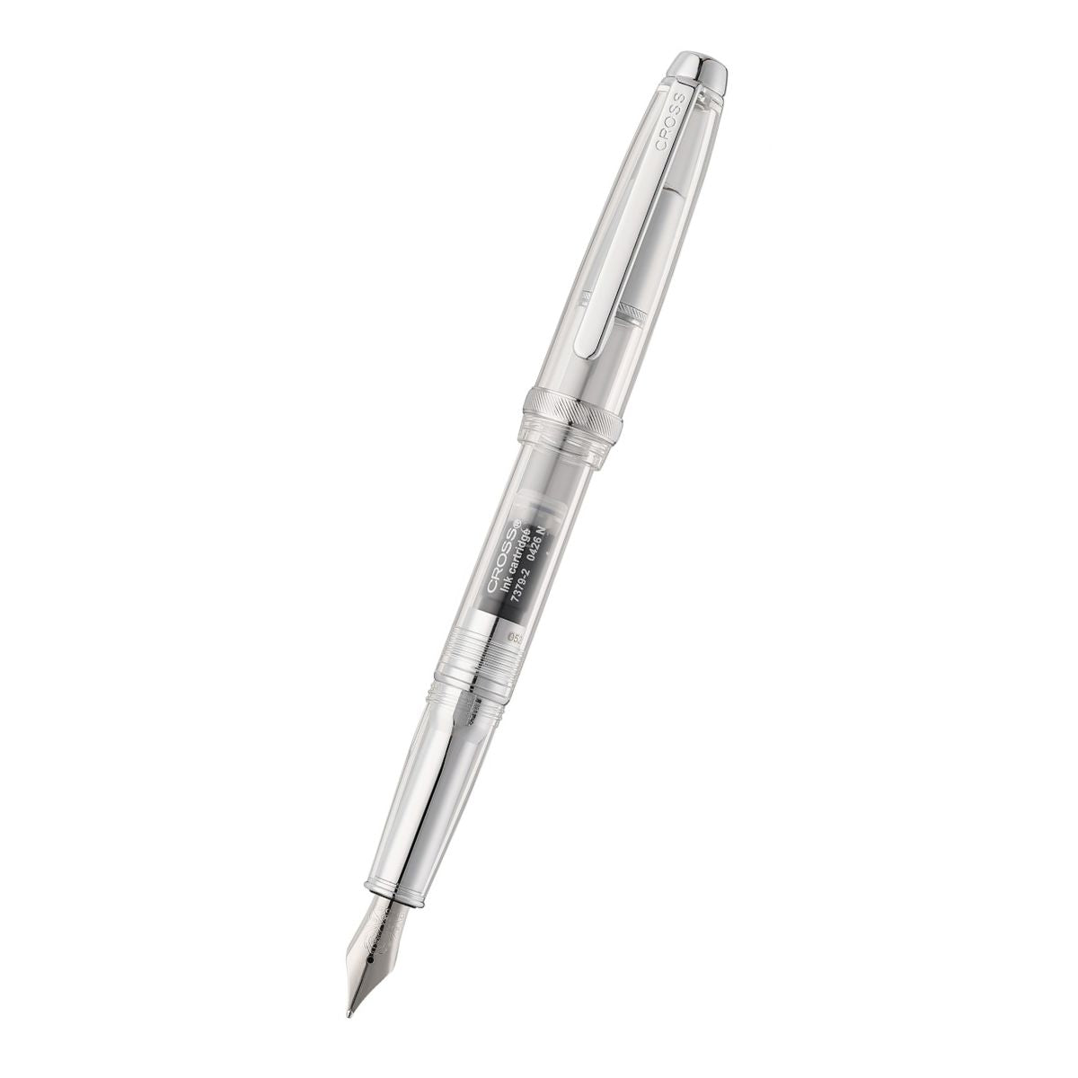 Lume Translucent Clear Resin and Chrome-plated Appointments with Polished Stainless Steel Medium Nib Fountain Pen