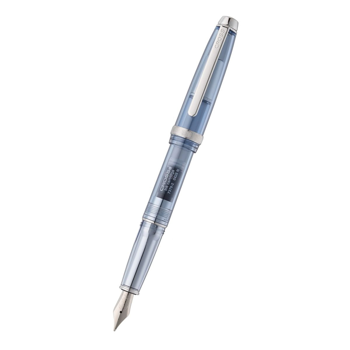 Lume Translucent Navy Blue Resin and Chrome-plated Appointments with Polished Stainless Steel Medium Nib Fountain Pen