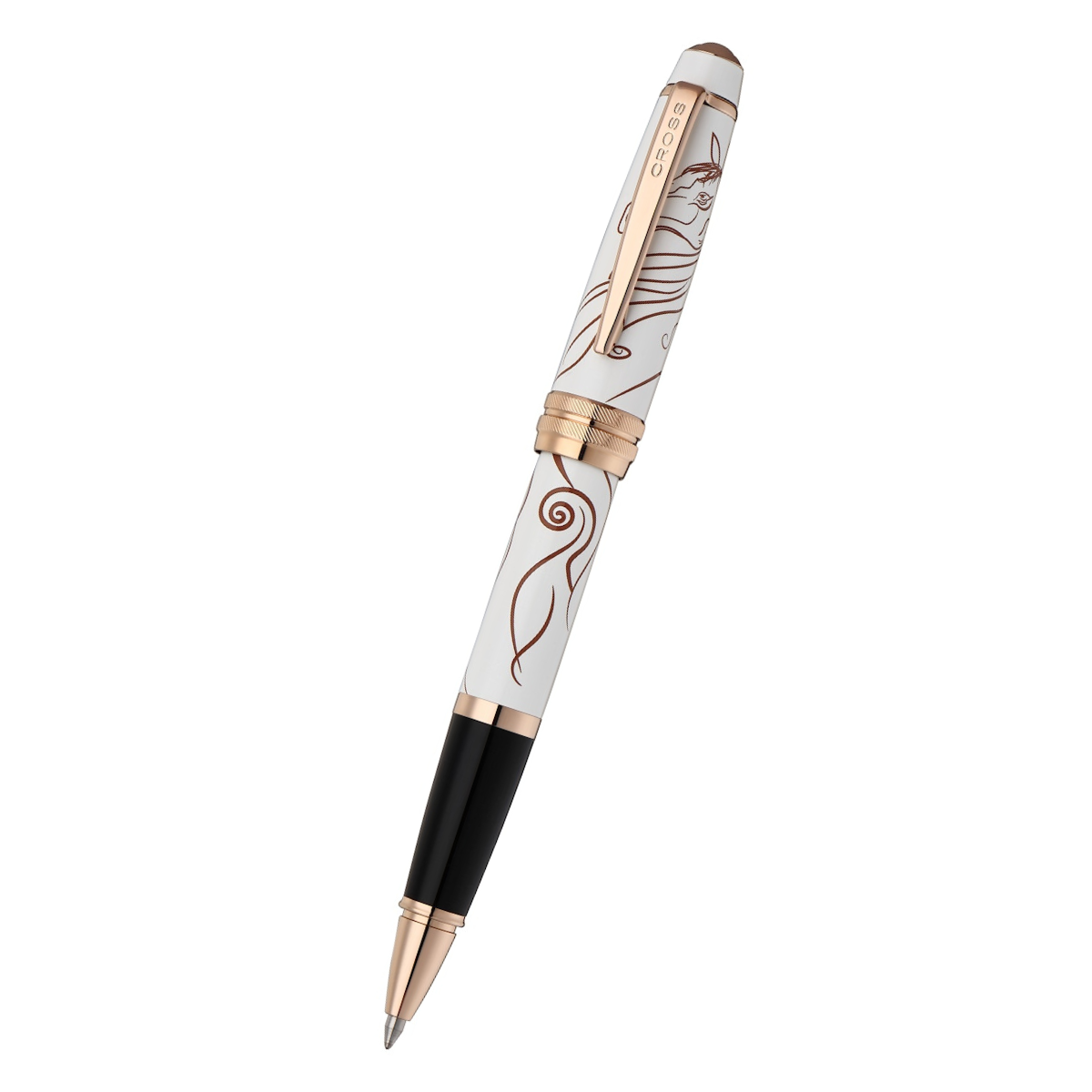 Bailey Zodiac Year of the Horse White Lacquer with Rose-Gold Plated Appointments Rollerball Pen