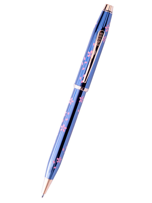 Century II Cherry Blossom Translucent Blue Lacquer with Polished Rose Gold PVD Appointments Ballpoint Pen