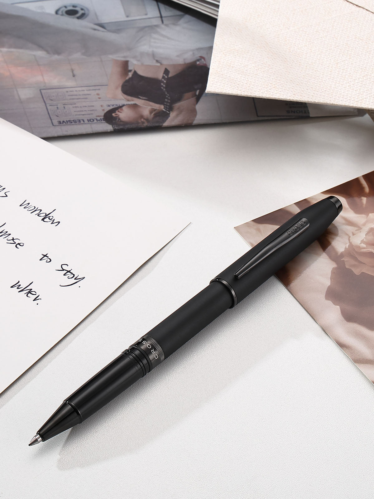 Foundry Matte Black Lacquer with PVD Black Appointments Rollerball Pen