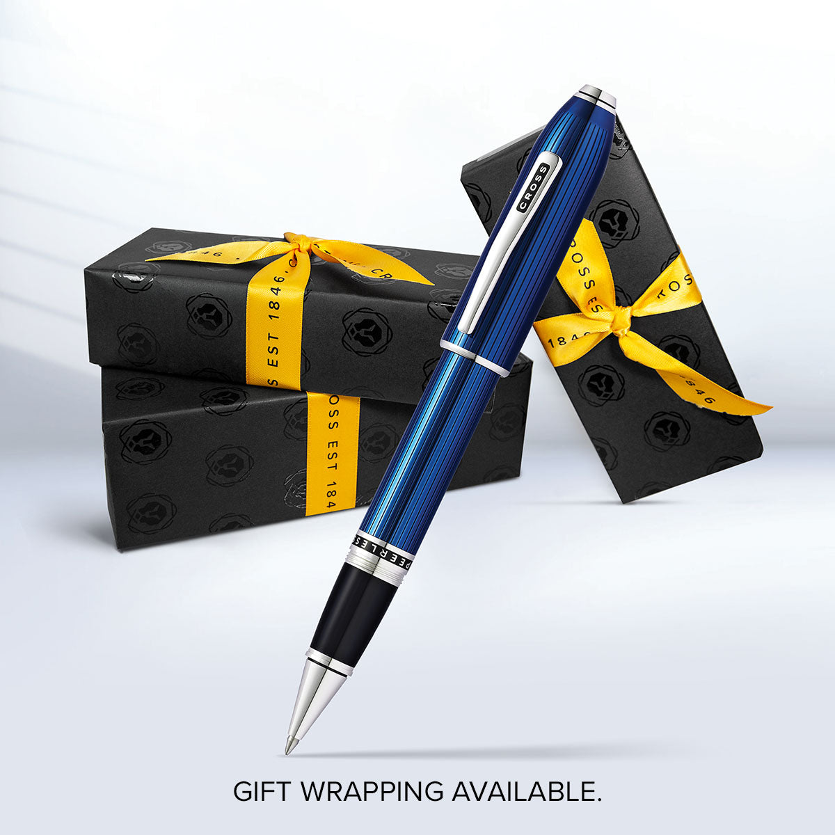 Peerless™ Translucent Quartz Blue Engraved Lacquer Platinum Plated Appointments Rollerball Pen