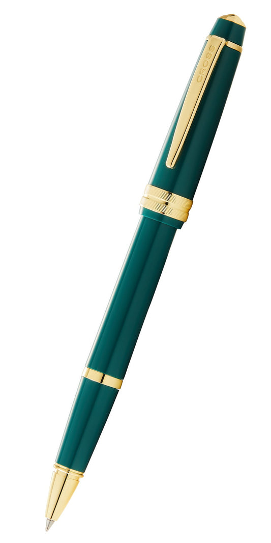 Bailey Light Polished Green Resin and Gold Tone Rollerball Pen