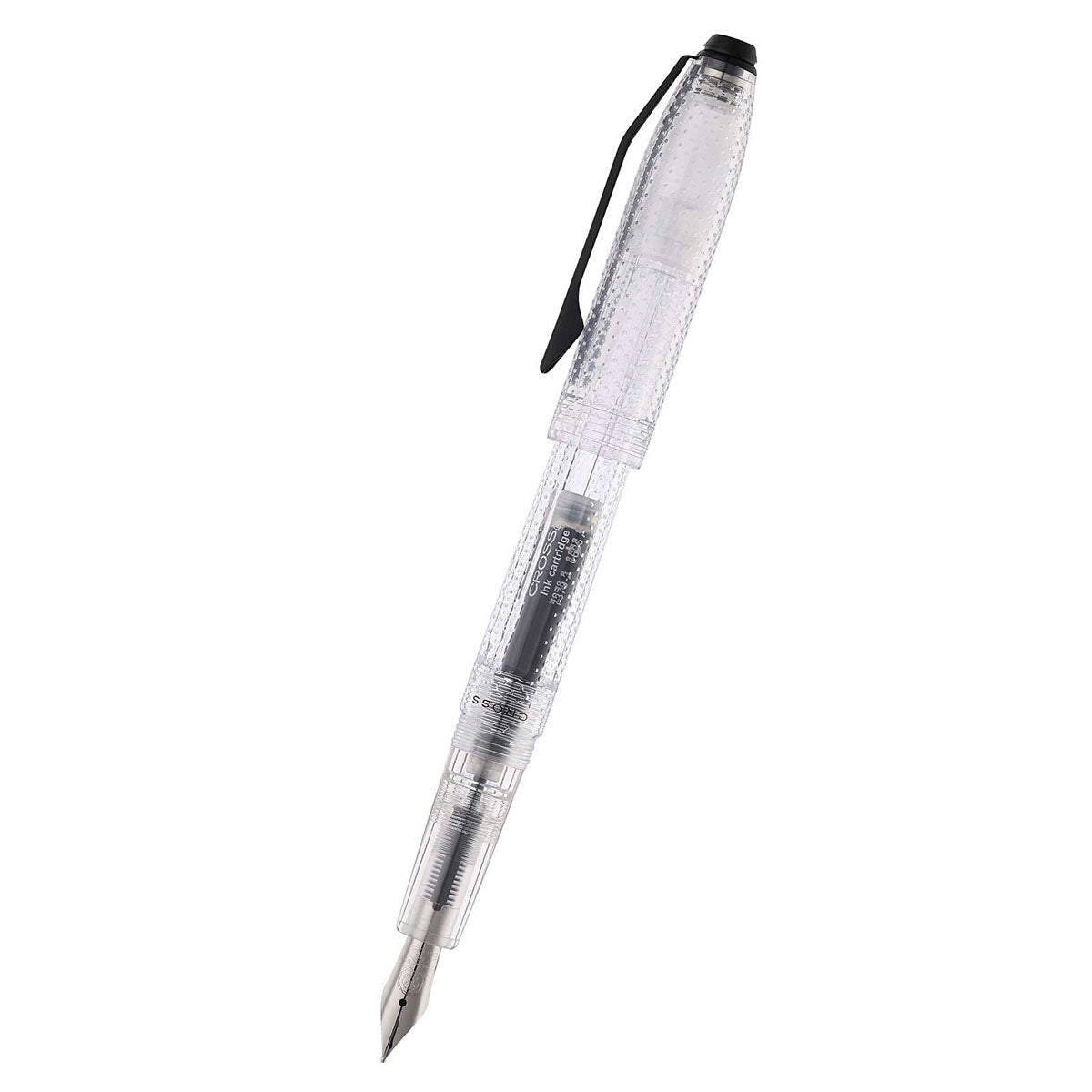 Prism Translucent Clear Resin with Polished Black Appointments and Stainless Steel Medium Nib Fountain Pen