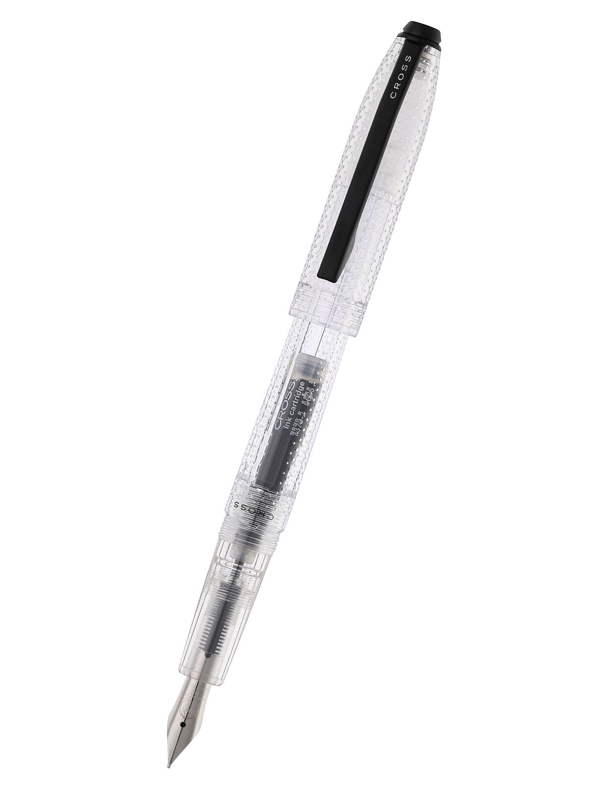 Prism Translucent Clear Resin with Polished Black Appointments and Stainless Steel Medium Nib Fountain Pen