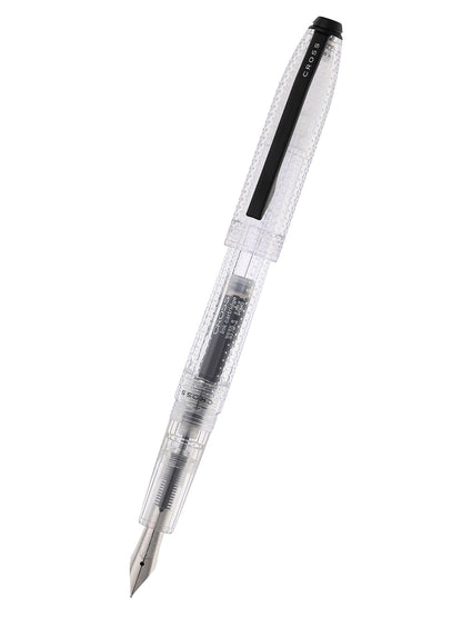 Prism Translucent Clear Resin with Polished Black Appointments and Stainless Steel Medium Nib Fountain Pen