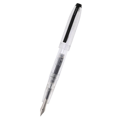 Prism Translucent Clear Resin with Polished Black Appointments and Stainless Steel Medium Nib Fountain Pen
