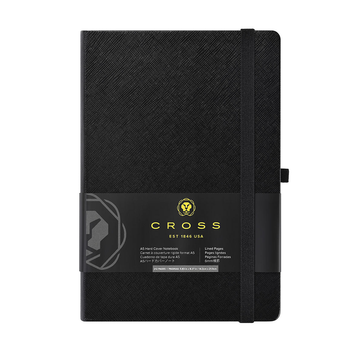 Hardcover Lined A5 Black Notebook