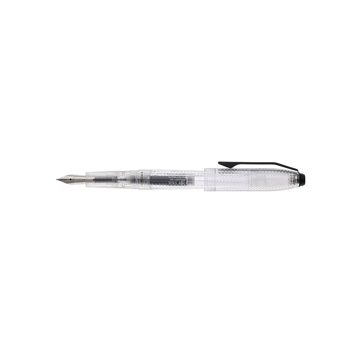 Prism Translucent Clear Resin with Polished Black Appointments and Stainless Steel Medium Nib Fountain Pen