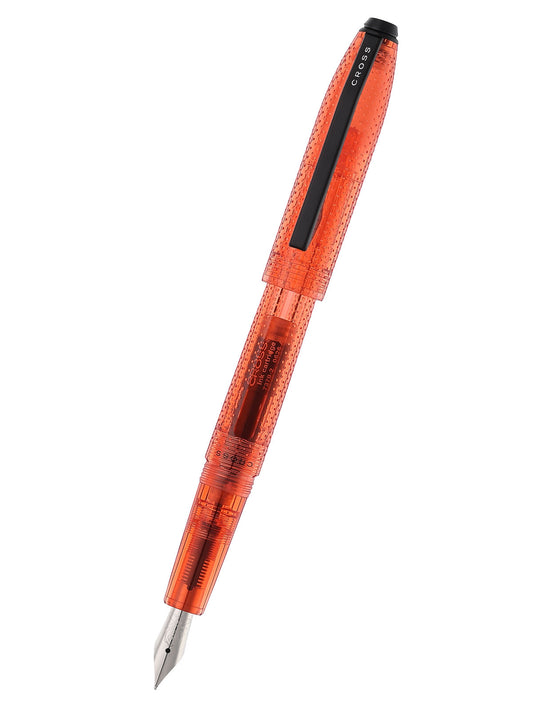 Prism Translucent Nebula Red Resin with Polished Black Appointments and Stainless Steel Medium Nib Fountain Pen
