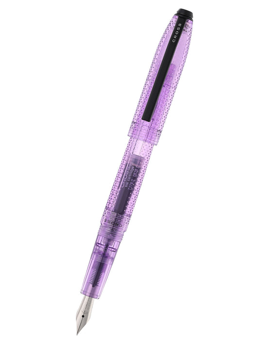 Prism Translucent Cosmic Purple Resin with Polished Black Appointments and Stainless Steel Medium Nib Fountain Pen