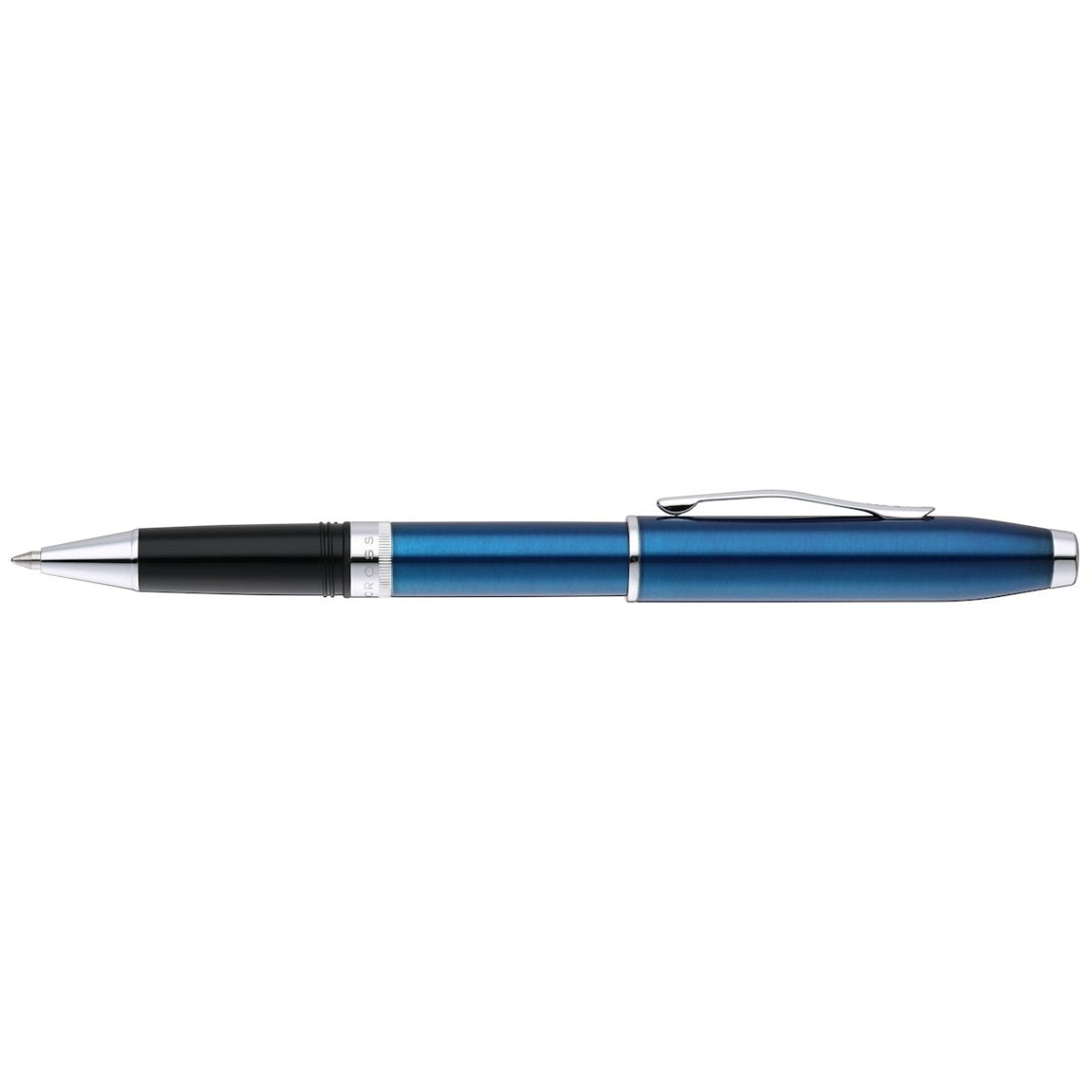 Foundry Glossy Translucent Blue Lacquer with Polished Chrome Appointments Rollerball Pen