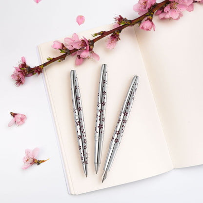 ATX® Cherry Blossom Polished Chrome with Polished Chrome Appointments and Chrome Plated Medium Nib Fountain Pen