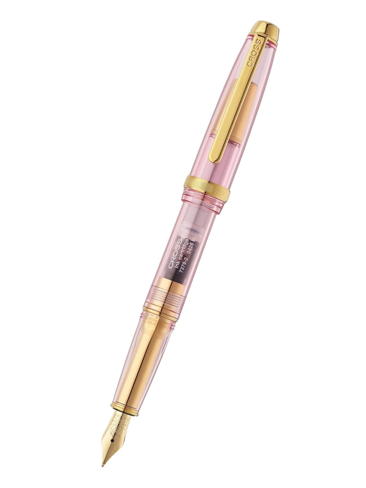 Lume Translucent Pink Sapphire Resin and Gold-Tone PVD Appointments with Polished Stainless-Steel Gold-Tone Medium Nib Fountain Pen