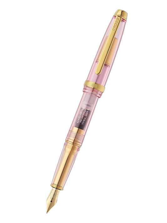 Lume Translucent Pink Sapphire Resin and Gold-Tone PVD Appointments with Polished Stainless-Steel Gold-Tone Medium Nib Fountain Pen