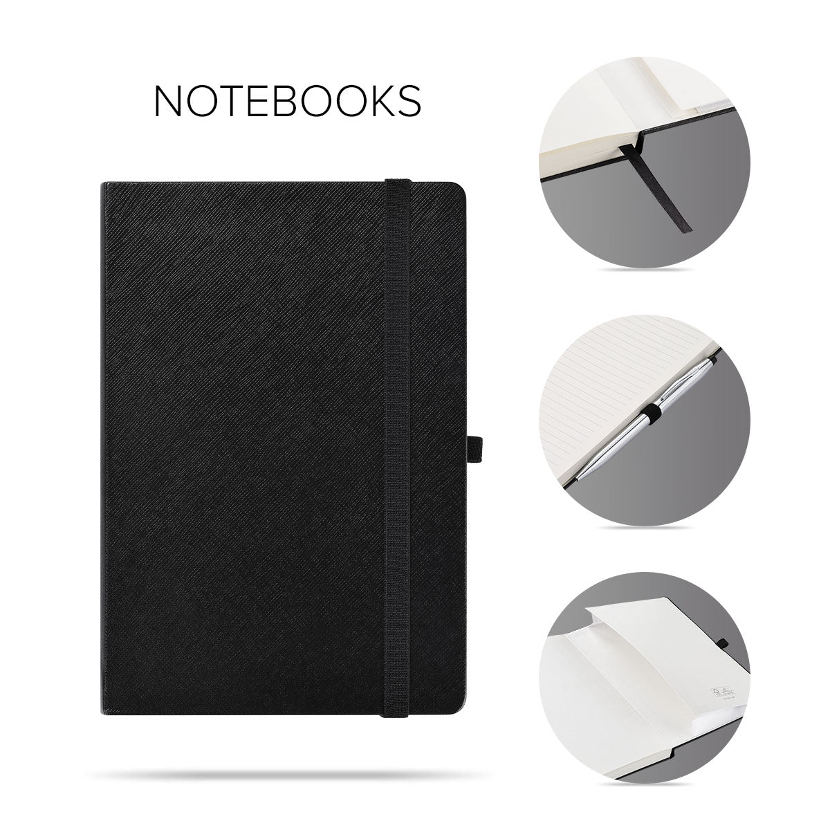 Hardcover Lined A5 Black Notebook