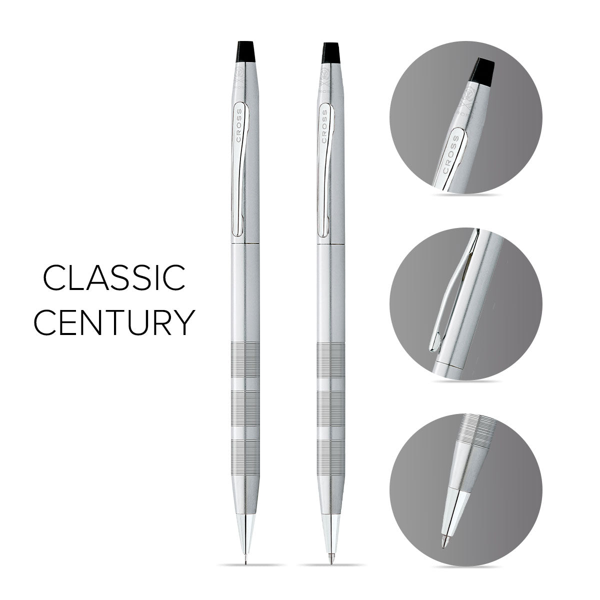 Classic Century® Satin Chrome Ballpoint Pen & 0.7MM Pencil Set