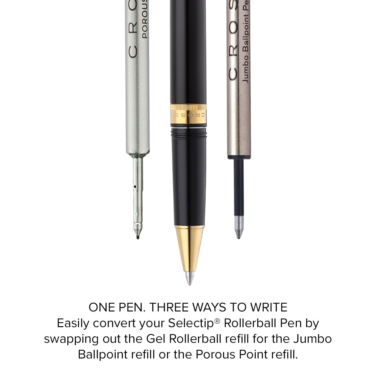 Foundry Glossy Black Lacquer with PVD Gold Appointments Rollerball Pen