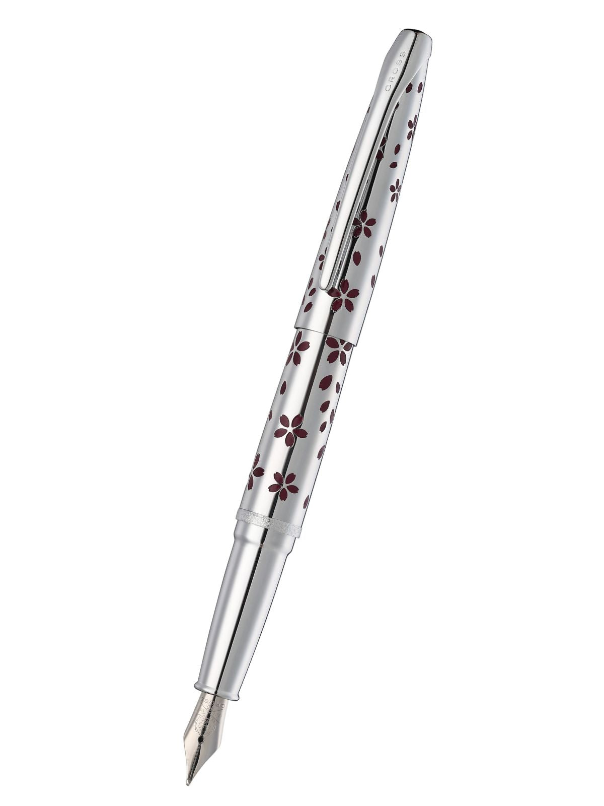 ATX® Cherry Blossom Polished Chrome with Polished Chrome Appointments and Chrome Plated Medium Nib Fountain Pen