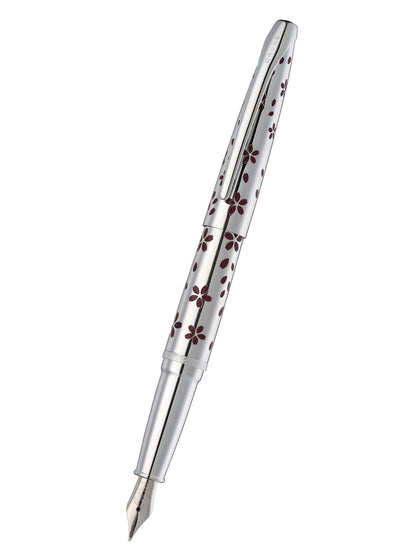 ATX® Cherry Blossom Polished Chrome with Polished Chrome Appointments and Chrome Plated Medium Nib Fountain Pen