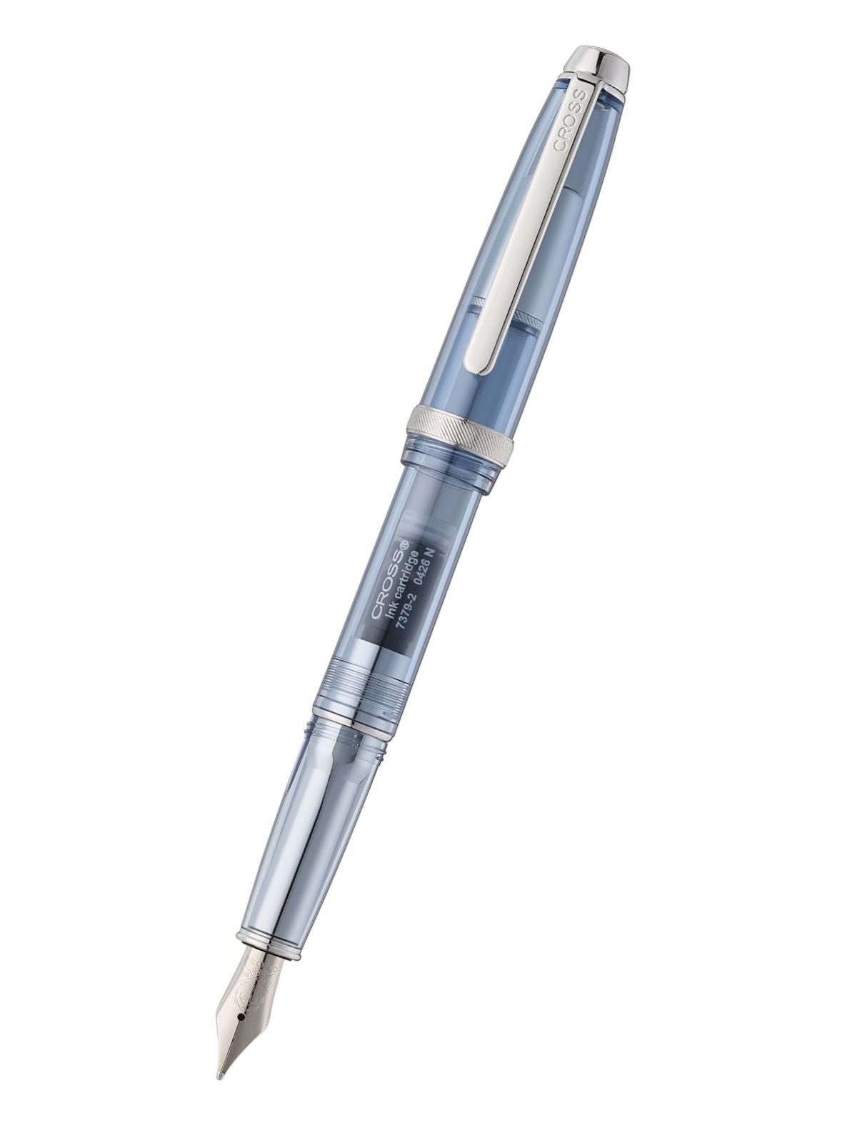 Lume Translucent Navy Blue Resin and Chrome-plated Appointments with Polished Stainless Steel Medium Nib Fountain Pen