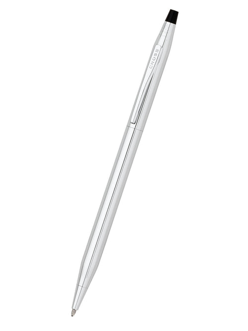 Silver pen with black cap on a white background