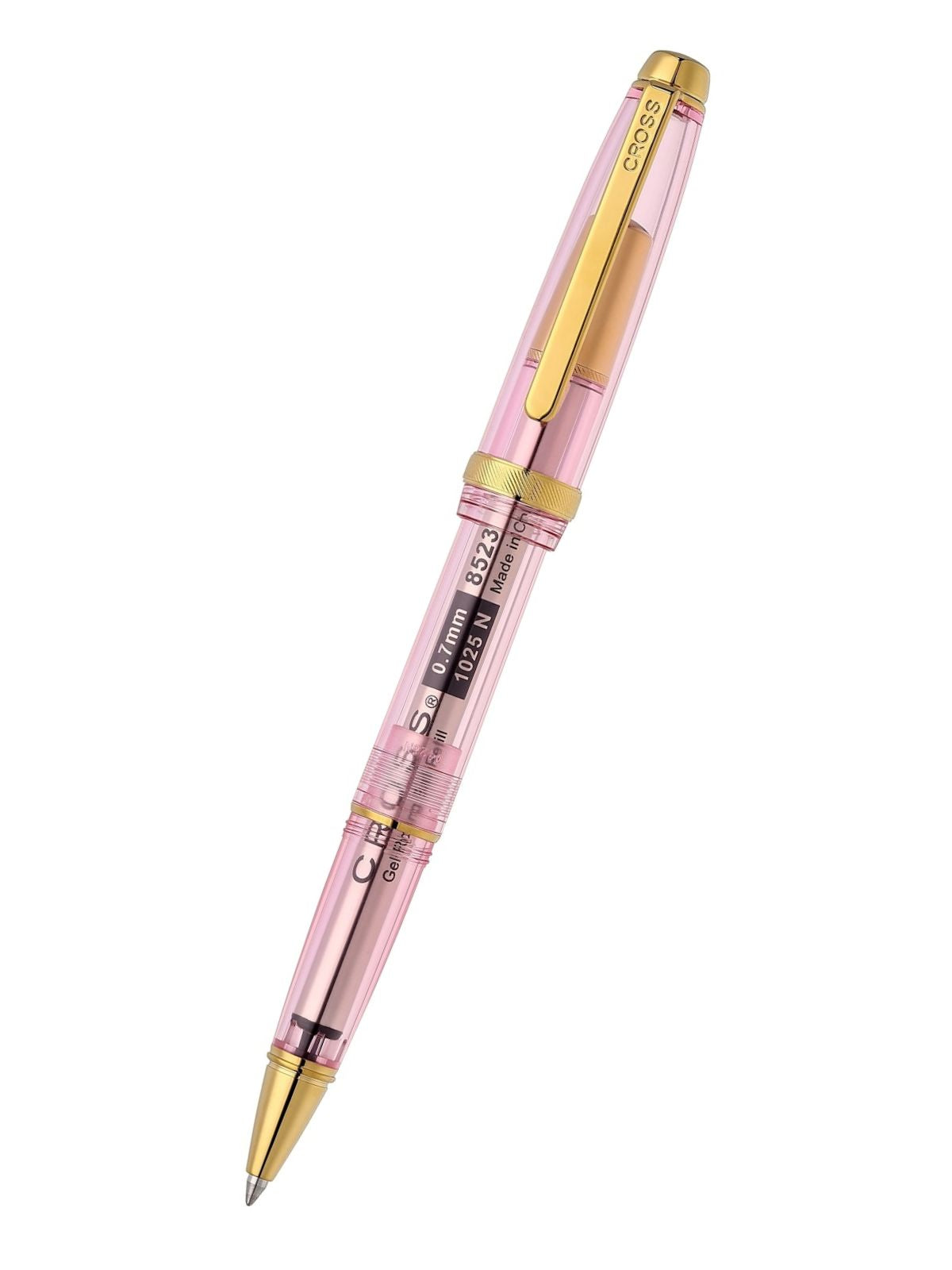 Lume Translucent Pink Sapphire Resin and Gold-Tone PVD Appointments Rollerball Pen