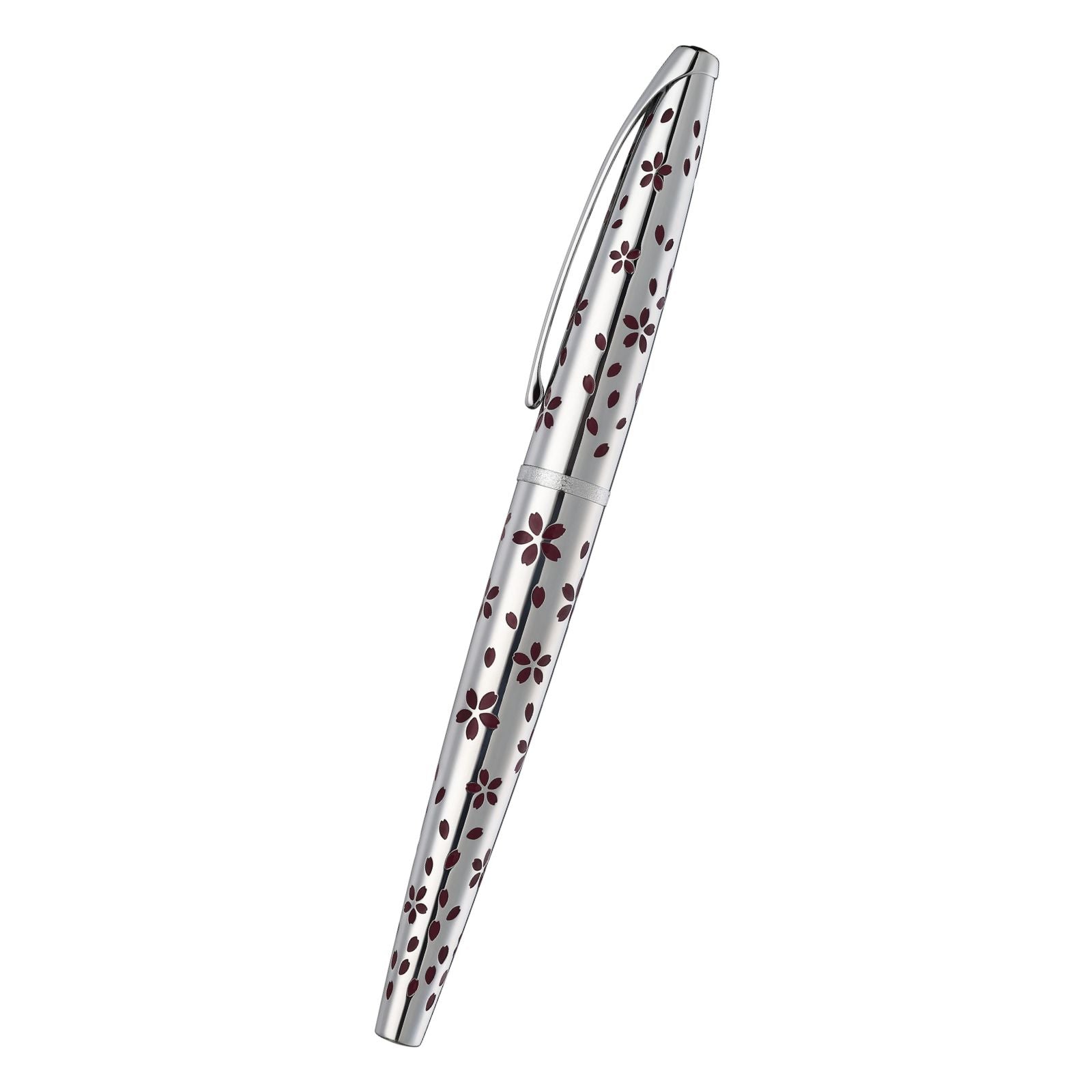 ATX Cherry Blossom Polished Chrome Rollerball Pen – A.T. Cross