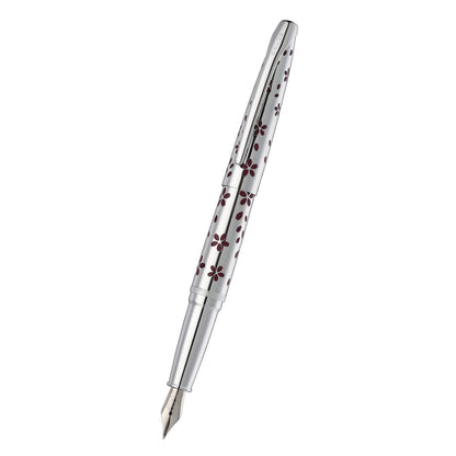 ATX® Cherry Blossom Polished Chrome with Polished Chrome Appointments and Chrome Plated Medium Nib Fountain Pen