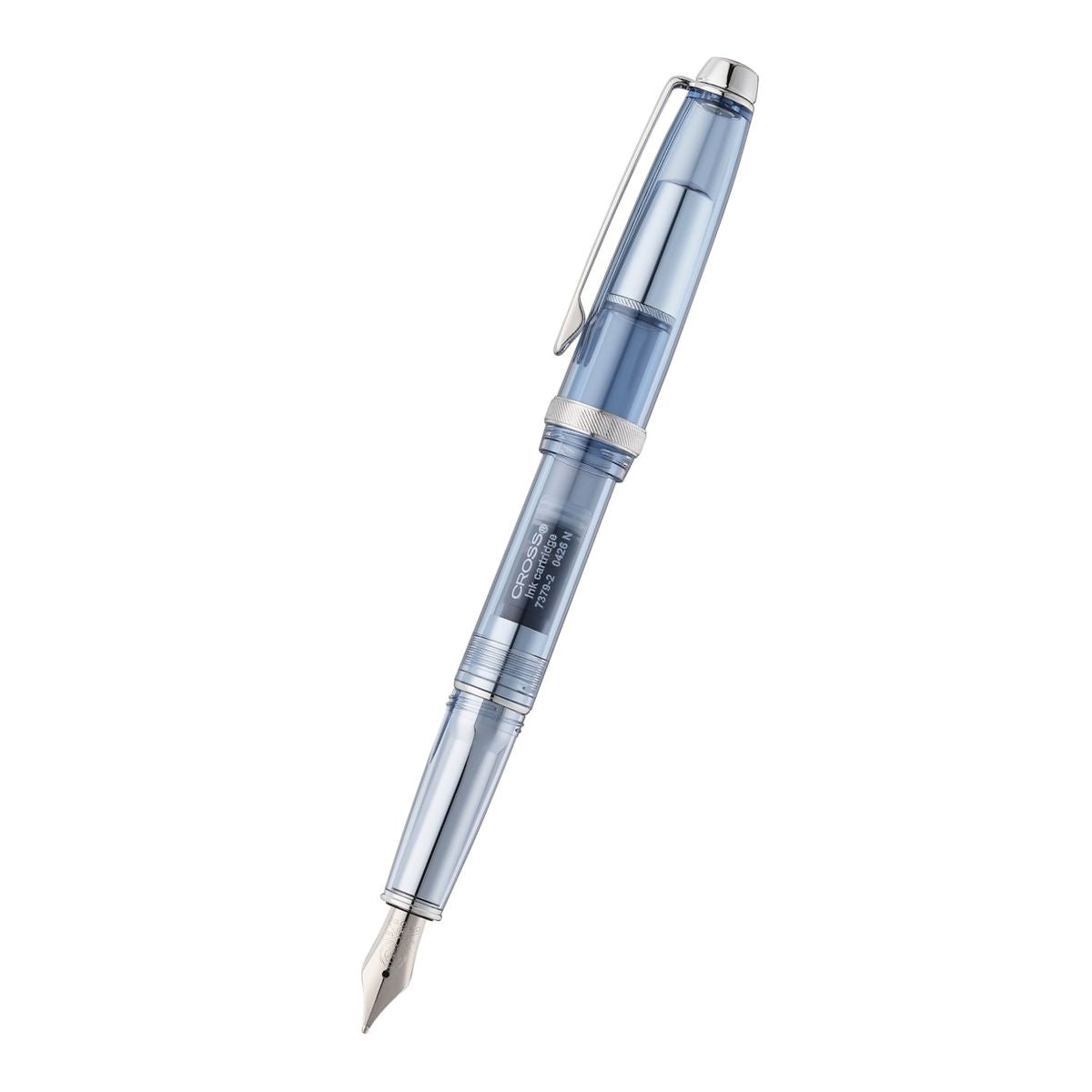 Lume Translucent Navy Blue Resin and Chrome-plated Appointments with Polished Stainless Steel Medium Nib Fountain Pen