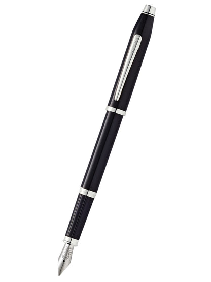 Century® II Black Lacquer with Chrome Plated Appointments and Polished Stainless Steel Medium Nib Fountain Pen