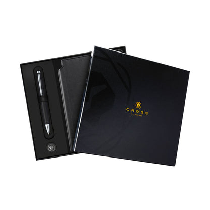 Calais™ Matte Black Ballpoint Pen & Medium Classic Black Journal Gift Set