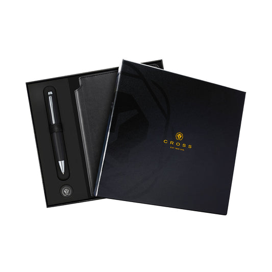 Calais™ Matte Black Ballpoint Pen & Medium Classic Black Journal Gift Set