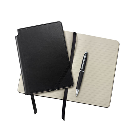 Calais™ Matte Black Ballpoint Pen & Medium Classic Black Journal Gift Set