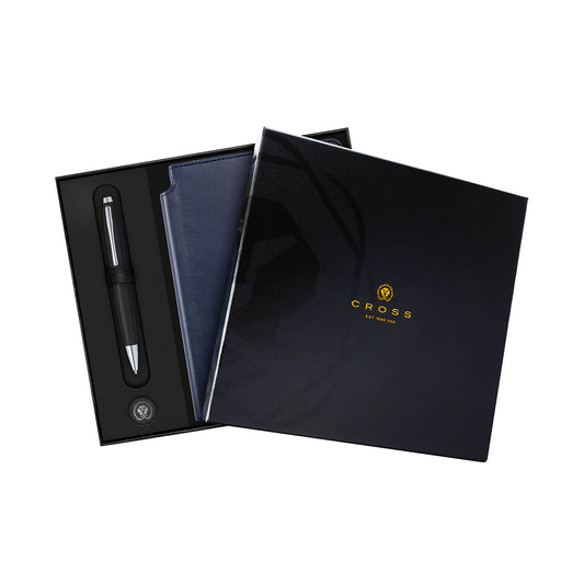 Calais™ Matte Black Ballpoint Pen & Medium Midnight Blue Journal Gift Set