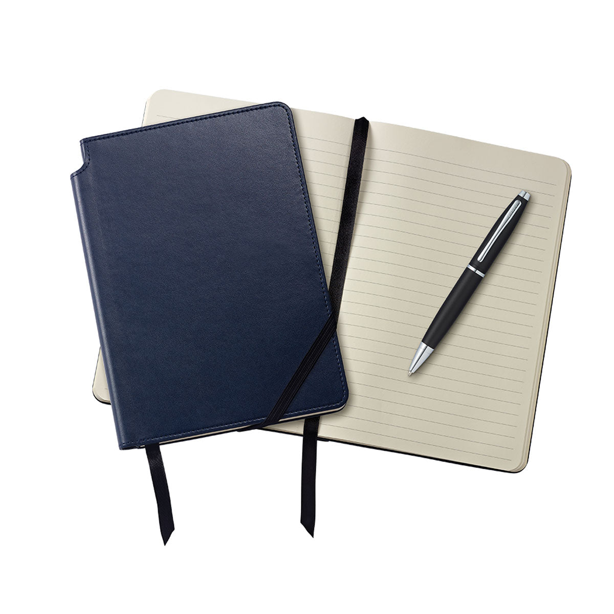 Calais™ Matte Black Ballpoint Pen & Medium Midnight Blue Journal Gift Set