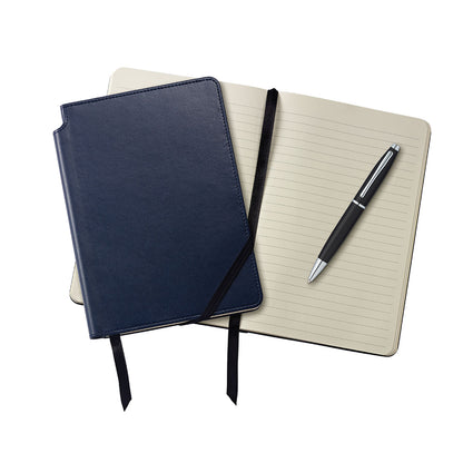 Calais™ Matte Black Ballpoint Pen & Medium Midnight Blue Journal Gift Set