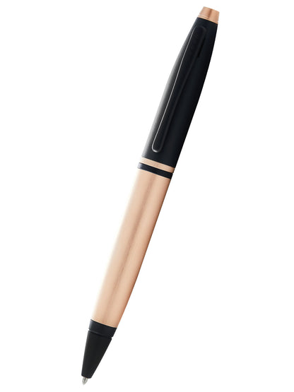 Calais Brushed Rose Gold Plate and Black Lacquer Ballpoint Pen