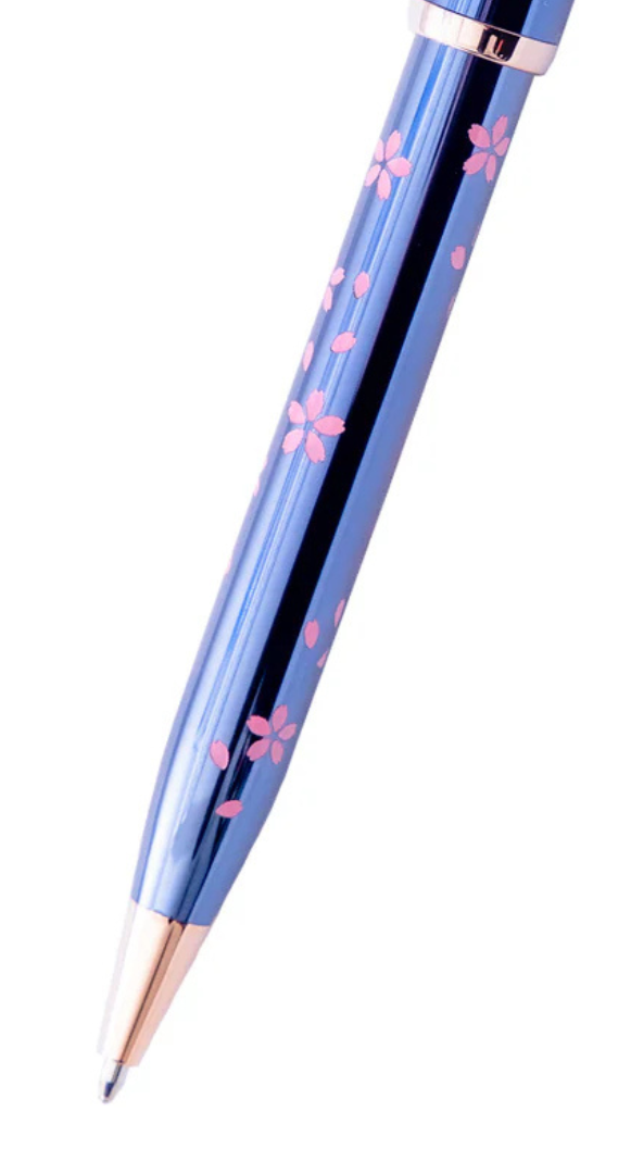 Century II Cherry Blossom Translucent Blue Lacquer with Polished Rose Gold PVD Appointments Ballpoint Pen