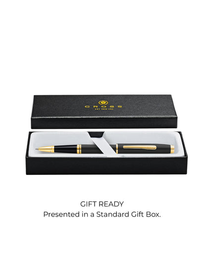 Coventry Black Lacquer with Gold Appointments Rollerball Pen