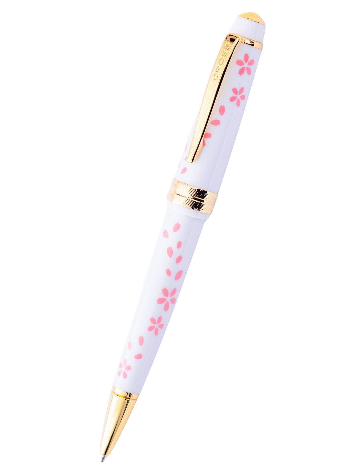 Stylo à bille en résine blanche brillante Bailey Light Cherry Blossom