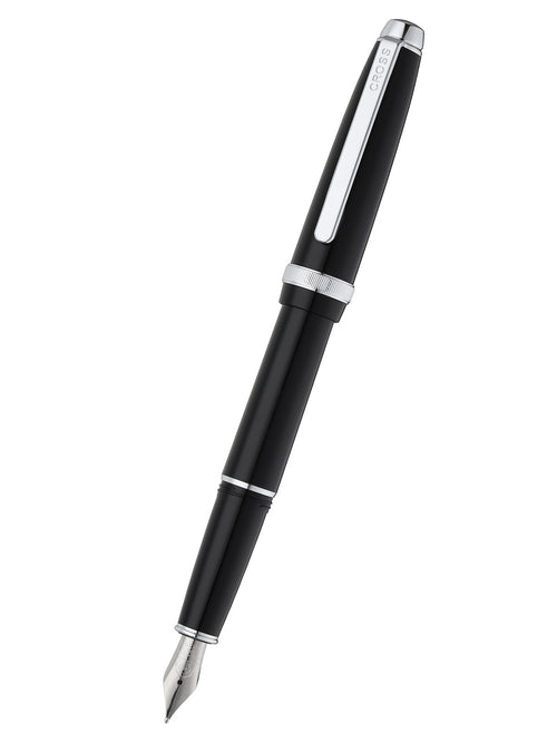 Lume Obsidian Black with Chrome Appointments and Stainless Steel Medium Nib Fountain Pen