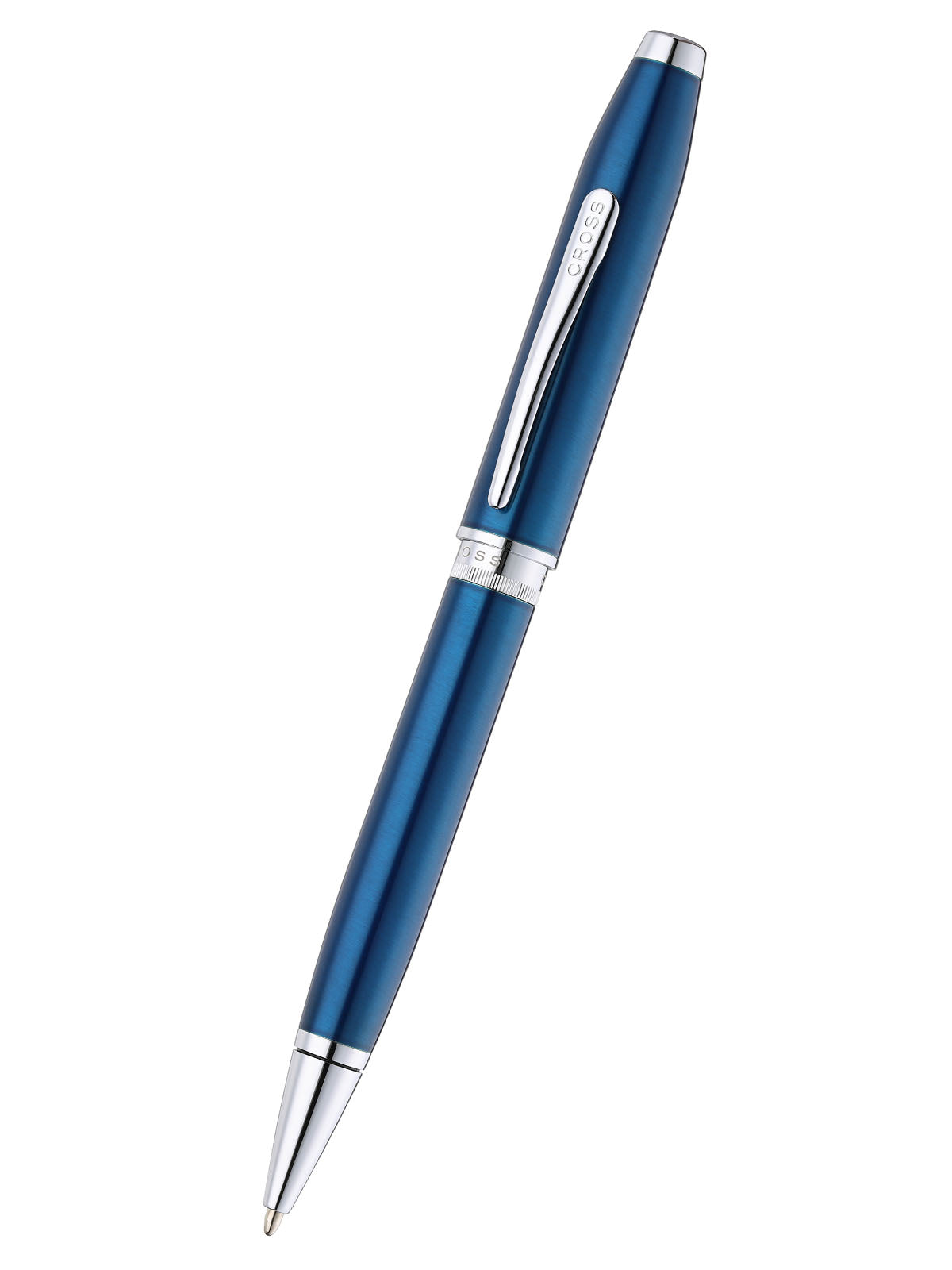 Foundry Glossy Translucent Blue Lacquer with Polished Chrome Appointments Ballpoint Pen