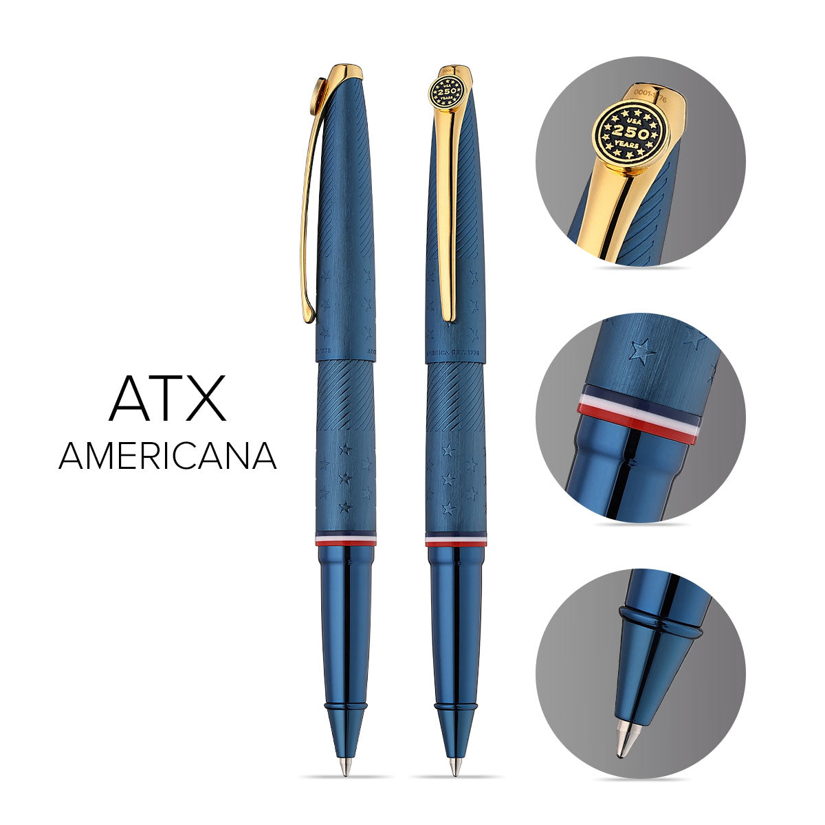 ATX® Americana Blue PVD with Gold-Tone PVD Appointments Rollerball Pen