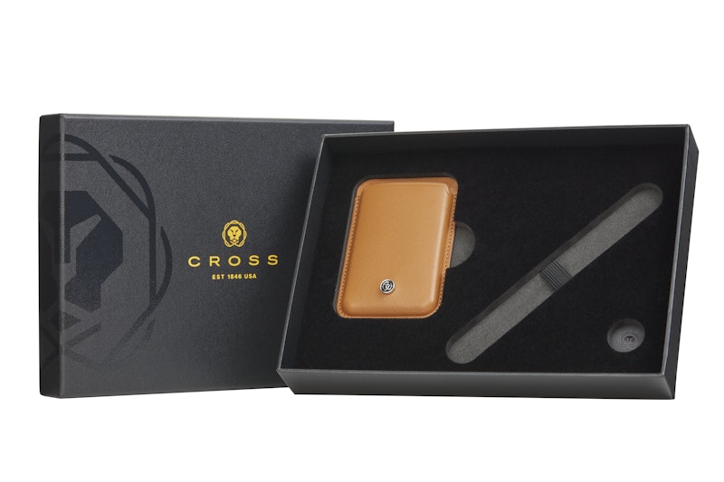 Mocha Leather Magnetic Card Holder Gift Bundle