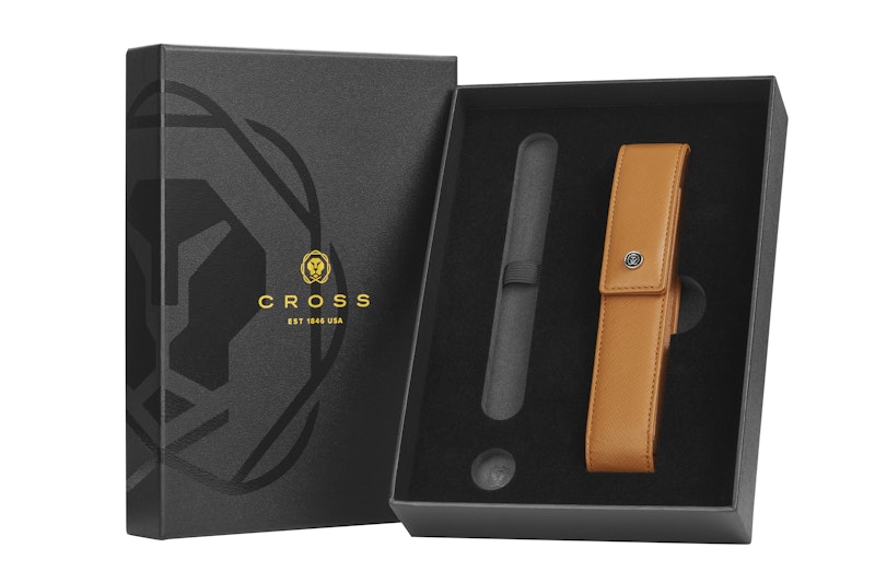 Mocha Leather Magnetic Single Pen Case Gift Bundle