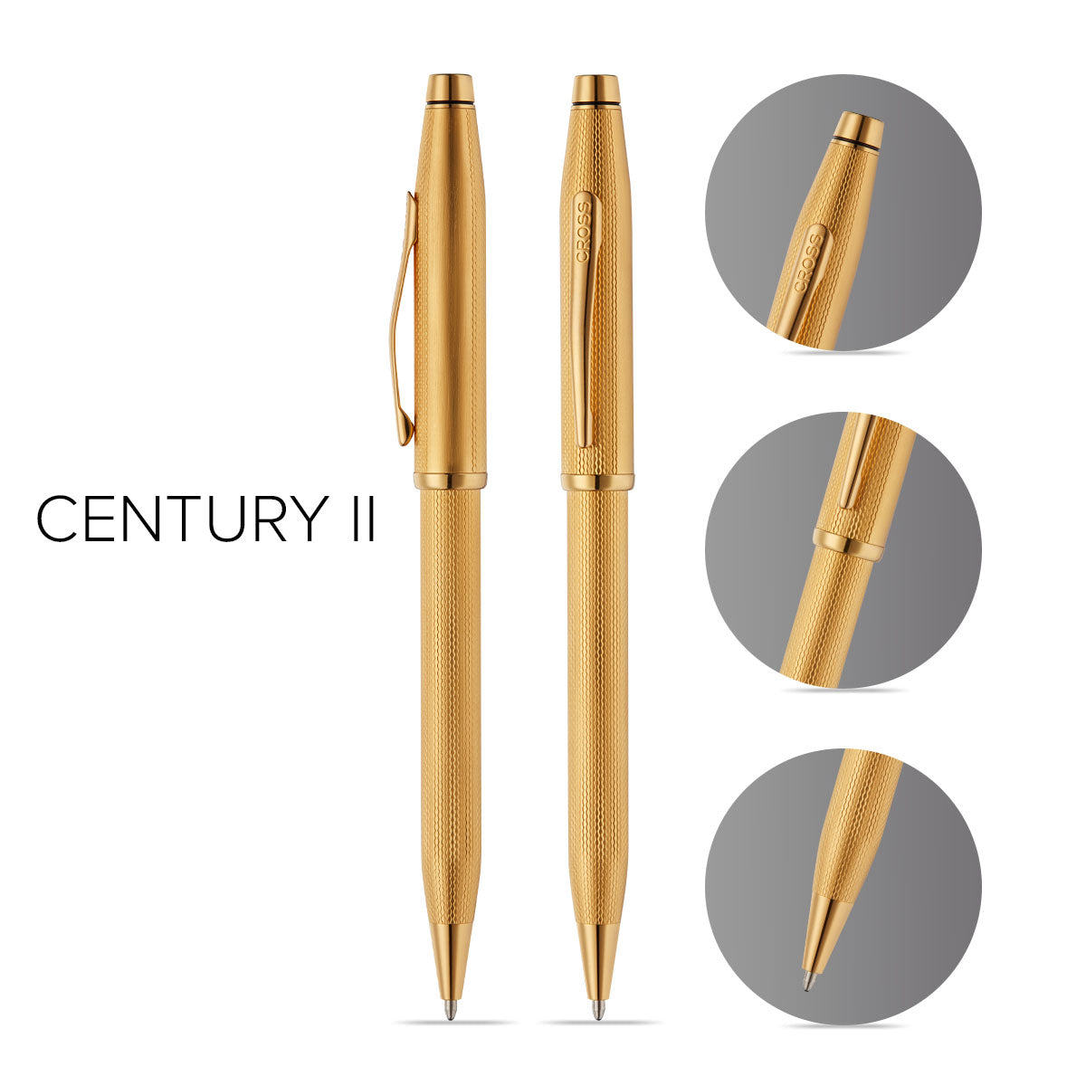 Century® II Polished 23KT Gold-plated Engraved Diamond Pattern Ballpoint Pen