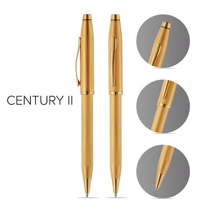 Century® II Polished 23KT Gold-plated Engraved Diamond Pattern Ballpoint Pen